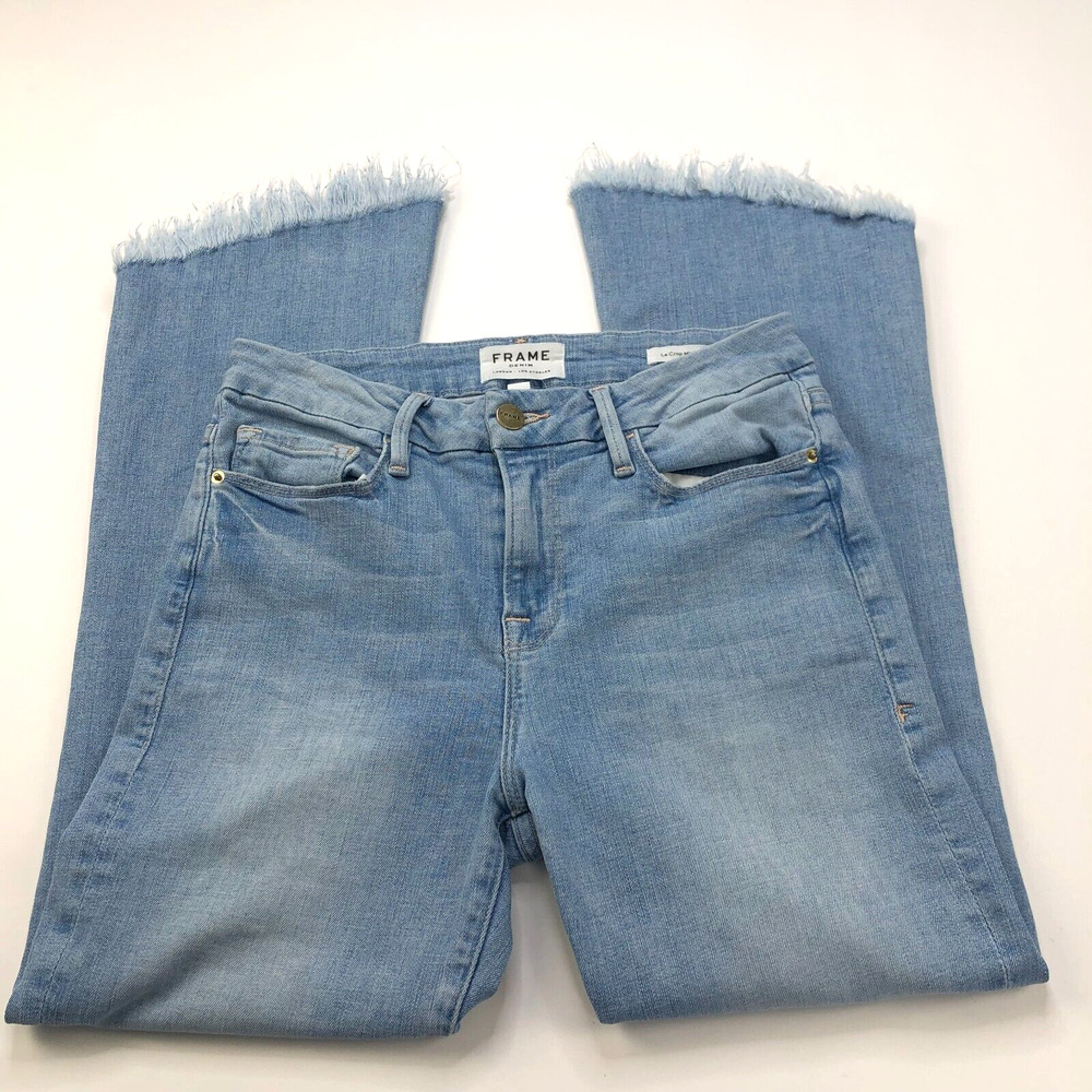 FRAME Le Crop Mini Boot Frayed 26 (Fits 27W 26L) Mid Rise BOHO Denim Jeans